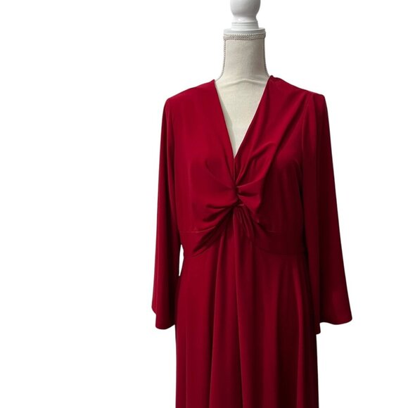 Sabrina Collective Red Long-Sleeve Knot Front Dress‎ Size 1X - Picture 2 of 8